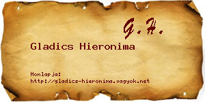 Gladics Hieronima névjegykártya